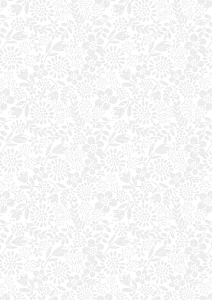 Lewis & Irene Tiny Tonals Fabric Collection Floral Garden White on White TT10.1 Authentic Premium 100% Cotton Fabrics