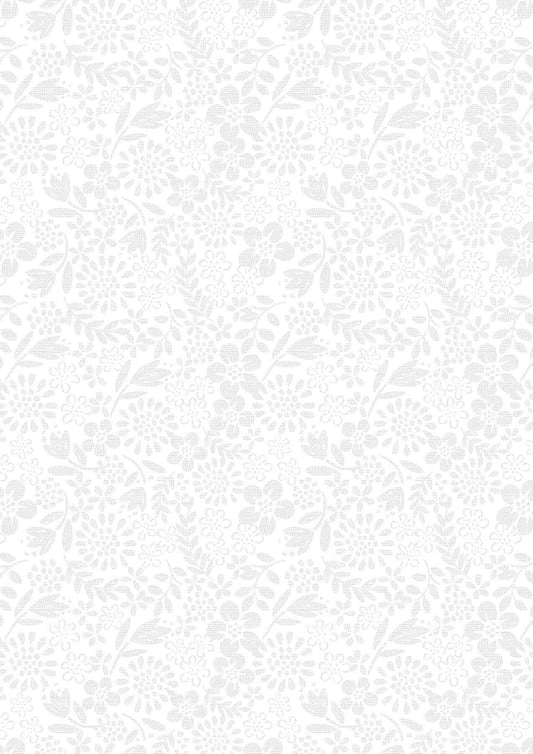 Lewis & Irene Tiny Tonals Fabric Collection Floral Garden White on White TT10.1 Authentic Premium 100% Cotton Fabrics