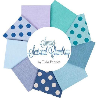 Tilda Basics Seasonal Chambray Summer Fabric Collection 9pc Fat Quarter Bundle Authentic Premium 100% Cotton Fabrics