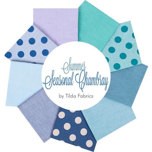 Tilda Basics Seasonal Chambray Summer Fabric Collection 9pc Fat Quarter Bundle Authentic Premium 100% Cotton Fabrics