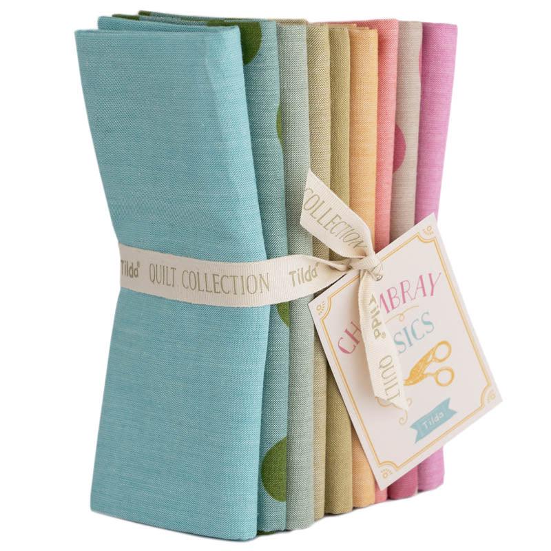 Tilda Basics Seasonal Chambray Spring Fabric Collection 9pc Fat Quarter Bundle Authentic Premium 100% Cotton Fabrics