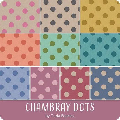 Tilda Basics Chambray Dots Fabric Collection 10pc Fat Quarter Bundle Authentic Premium 100% Cotton Fabrics