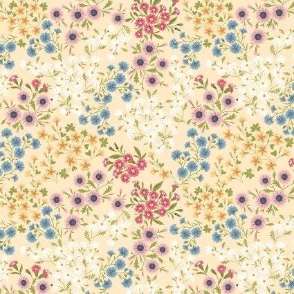 Poppie Cotton Sunshine & Chamomile Fabric Collection Sunshine Bouquet on White Premium 100% Cotton Quilt Shop Quality Fabrics