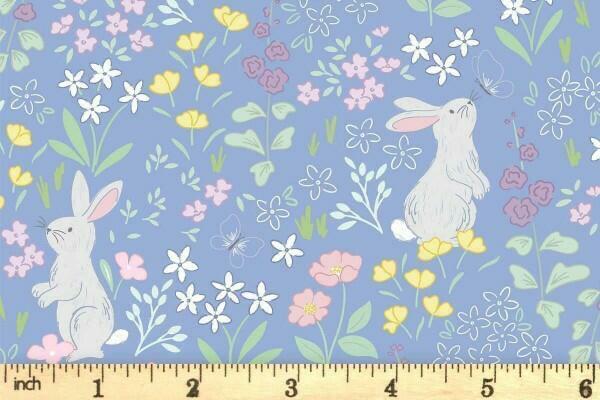 Lewis & Irene Dear Spring Fabric Collection Chasing Tails on Dusky Mid Blue CC66.2 Authentic Premium 100% Cotton Quilt Shop Quality Fabrics
