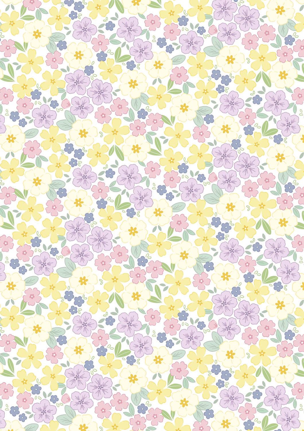 Lewis & Irene Dear Spring Fabric Collection Primrose Prairie on White CC68.1 Authentic Premium 100% Cotton Quilt Shop Quality Fabrics