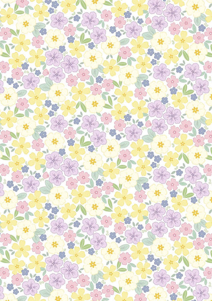 Lewis & Irene Dear Spring Fabric Collection Primrose Prairie on White CC68.1 Authentic Premium 100% Cotton Quilt Shop Quality Fabrics