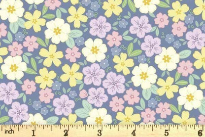 Lewis & Irene Dear Spring Fabric Collection Primrose Prairie on Dusky Dark Blue CC68.3 Authentic Premium 100% Cotton Fabrics