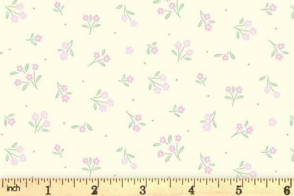 END OF BOLT 13" Lewis & Irene Dear Spring Fabric Collection Ditsy Dance on Dark Cream CC70.1