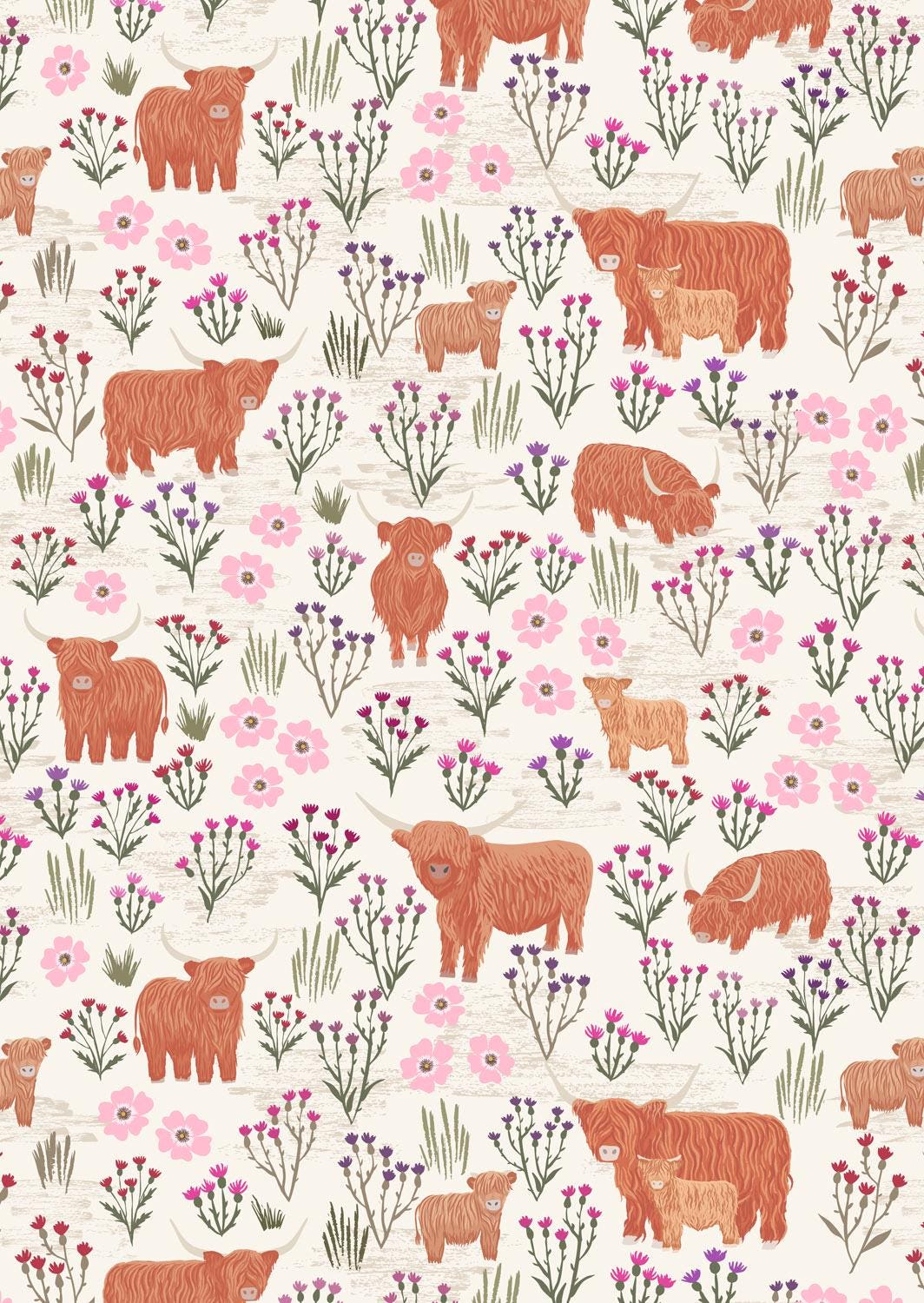 Lewis & Irene A Celtic Summer Fabric Collection Summer Meadow Highland on Cream 987A Authentic Premium 100% Cotton Fabric