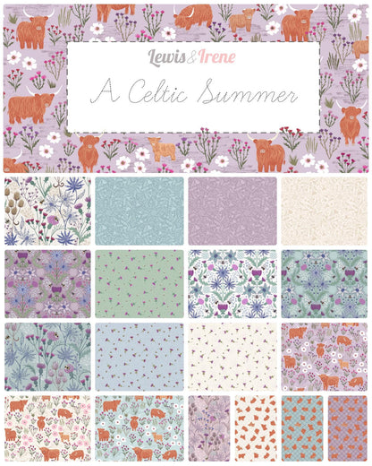 Lewis & Irene A Celtic Summer Fabric Collection Celtic Thistle Cream on Cream 990A Authentic Premium 100% Cotton Fabrics