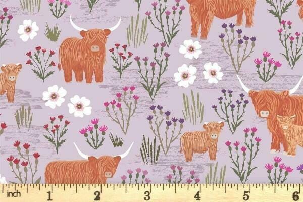 Lewis & Irene A Celtic Summer Fabric Collection Summer Meadow Highland on Light Heather 987C Authentic Premium 100% Cotton Fabric