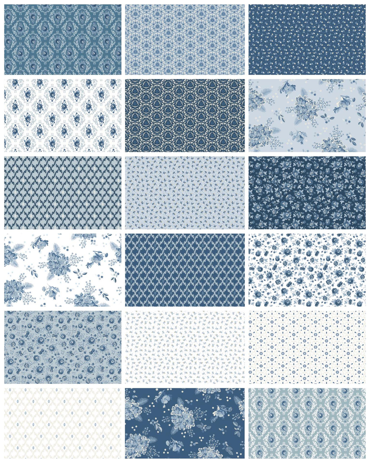 Poppie Cotton Lakeland Blues Fabric Collection 42pc 10" Stacker