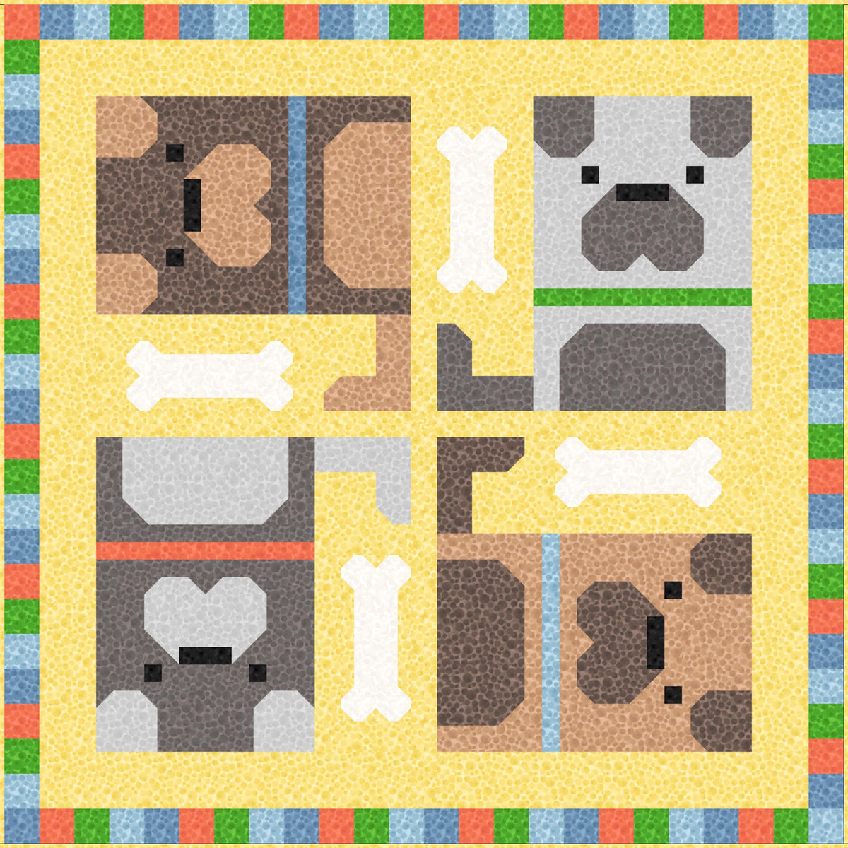 LIMITED EDITION!! Limited Edition Pen + Paper Patterns Dog Pile Quilt Kit Featuring Lewis & Irene Bumbleberries Fabric Collection