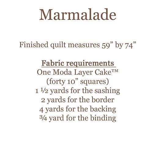 The Pattern Basket Marmadale Quilt Pattern Finished Size: 59"x74"