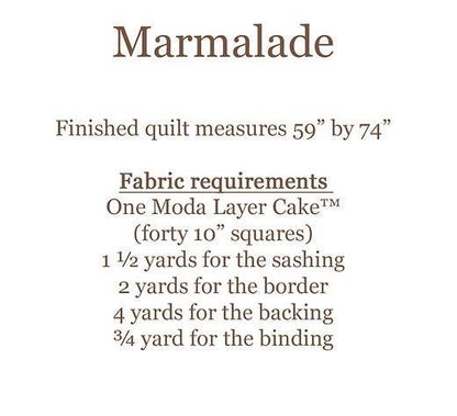 The Pattern Basket Marmadale Quilt Pattern Finished Size: 59"x74"