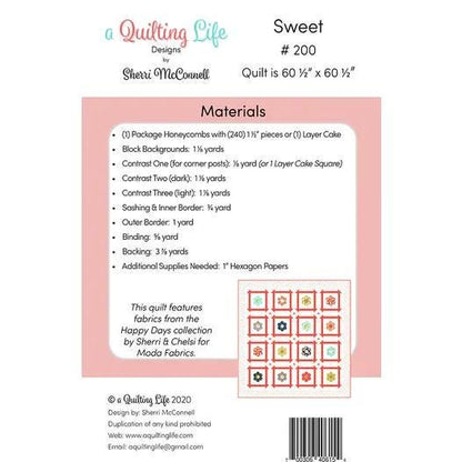 A Quilting Life Designs Sweet Quilt Pattern Finished Size: 60.5"x60.5"