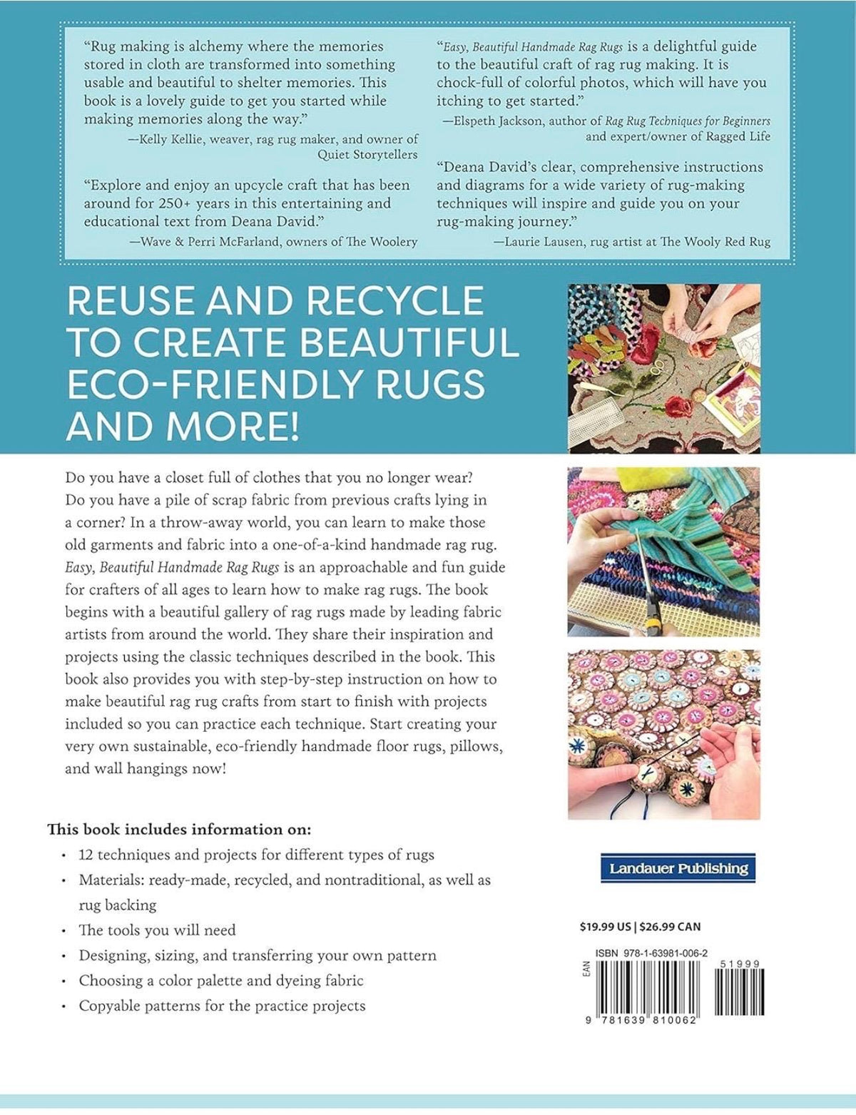 Deana David's Easy, Beautiful Handmade Rag Rugs Pattern Book - 12 Patterns Per Book (Softcover)