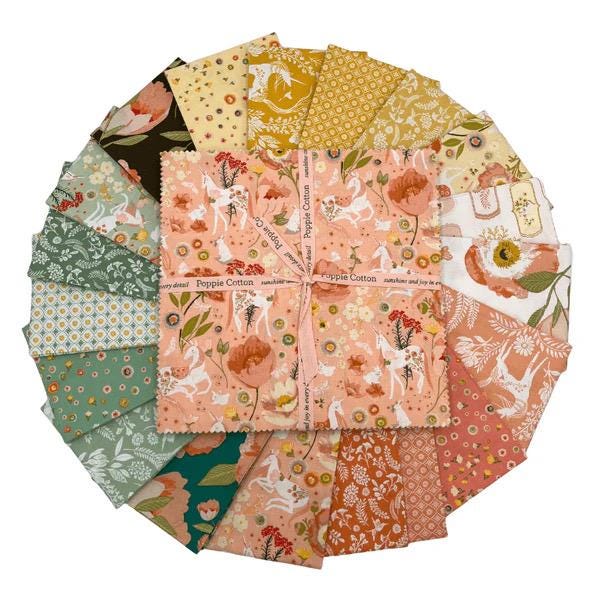 Poppie Cotton Moonbeam Dreams Fabric Collection 42 pc 10" Stacker Authentic Premium 100% Cotton Quilt Shop Quality Fabrics