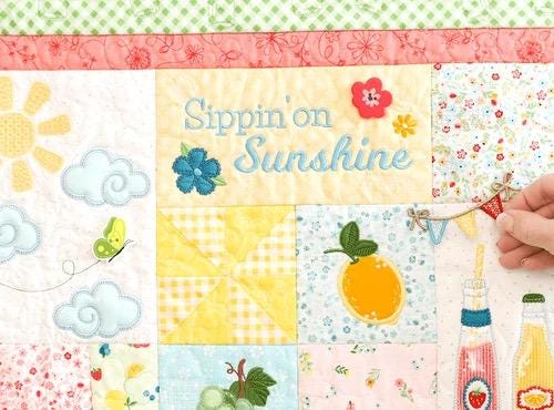 Kimberbell Sippin on Sunshine Quilt Collection (Options: Pattern, Embellishment Kit, Fabric Kit, Thread Set)