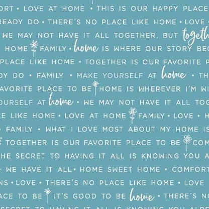 Maywood Studio Kimberbell Make Yourself at Home Fabric Collection Home Phrases on Blue Authentic Premium 100% Cotton Fabrics