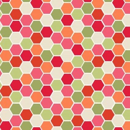 Maywood Studio Kimberbell Make Yourself at Home Fabric Collection Mini Hexagons Multi Authentic Premium 100% Cotton Fabric
