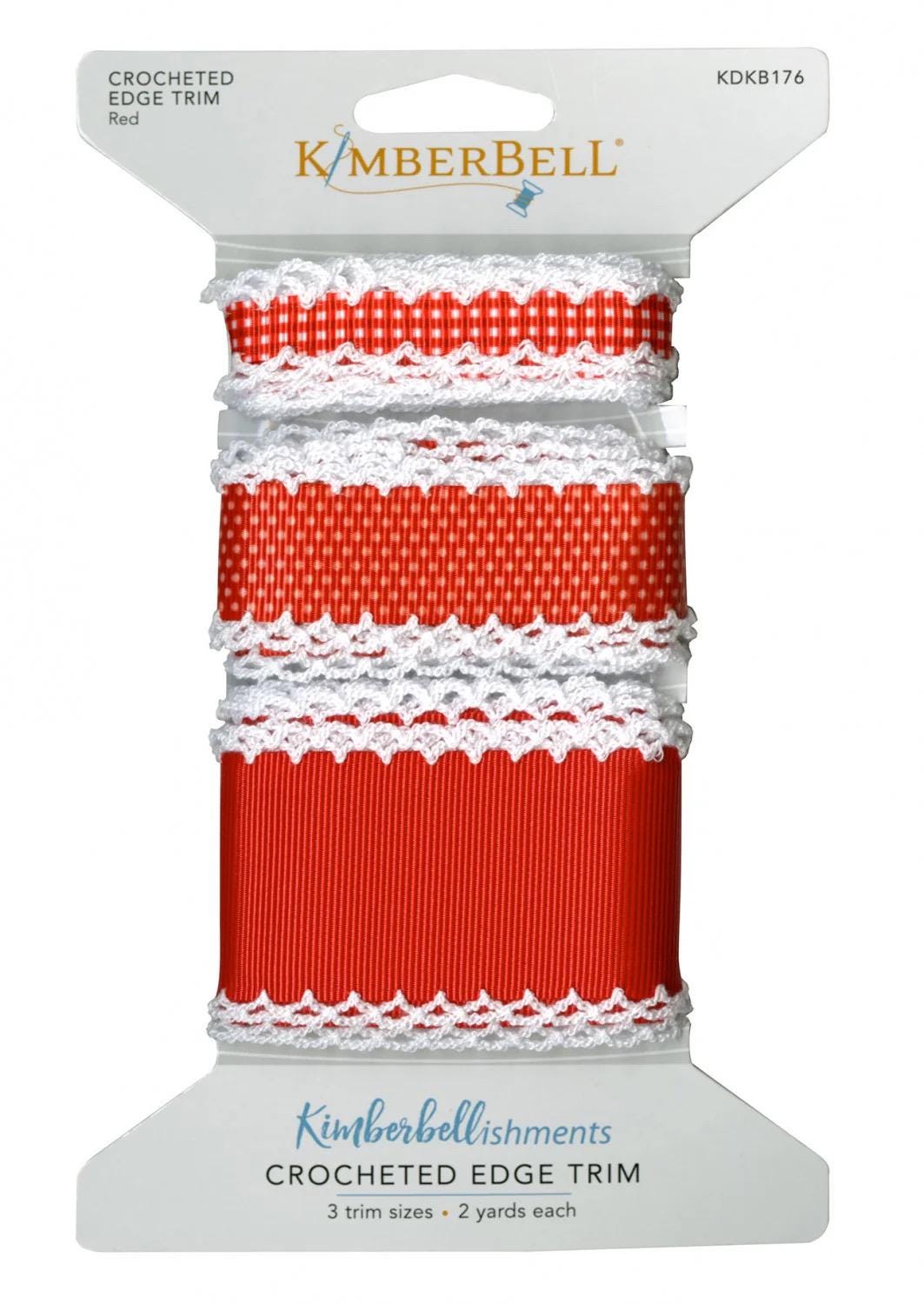 Kimberbell Kimberbellishments Crocheted Edge Grosgrain Ribbon Trim - Red