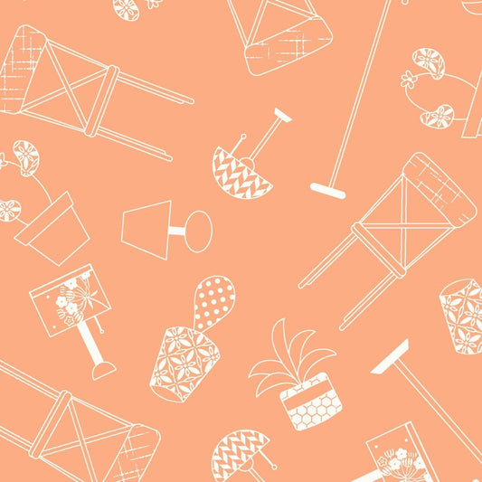 Maywood Studio Kimberbell Make Yourself at Home Fabric Collection Home Furnishings on Orange Authentic Premium 100% Cotton Fabric