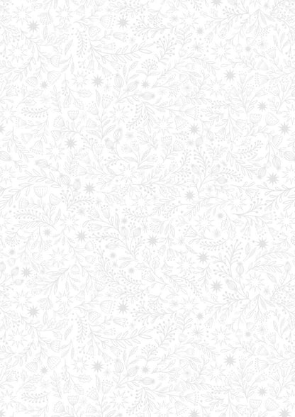 Lewis & Irene Tiny Tonals Fabric Collection Star Floral White on White TT28A Authentic Premium 100% Cotton Fabrics