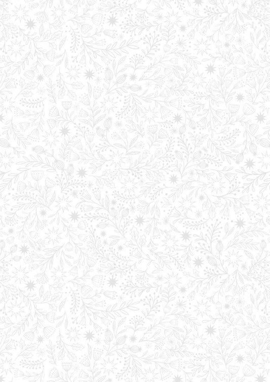 Lewis & Irene Tiny Tonals Fabric Collection Star Floral White on White TT28A Authentic Premium 100% Cotton Fabrics