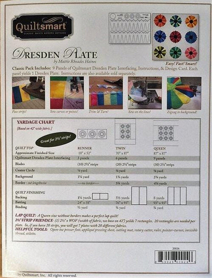 Quiltsmart Dresden Plate Quilt Printed Interfacing Pack - 3 Size Variations Per Pattern