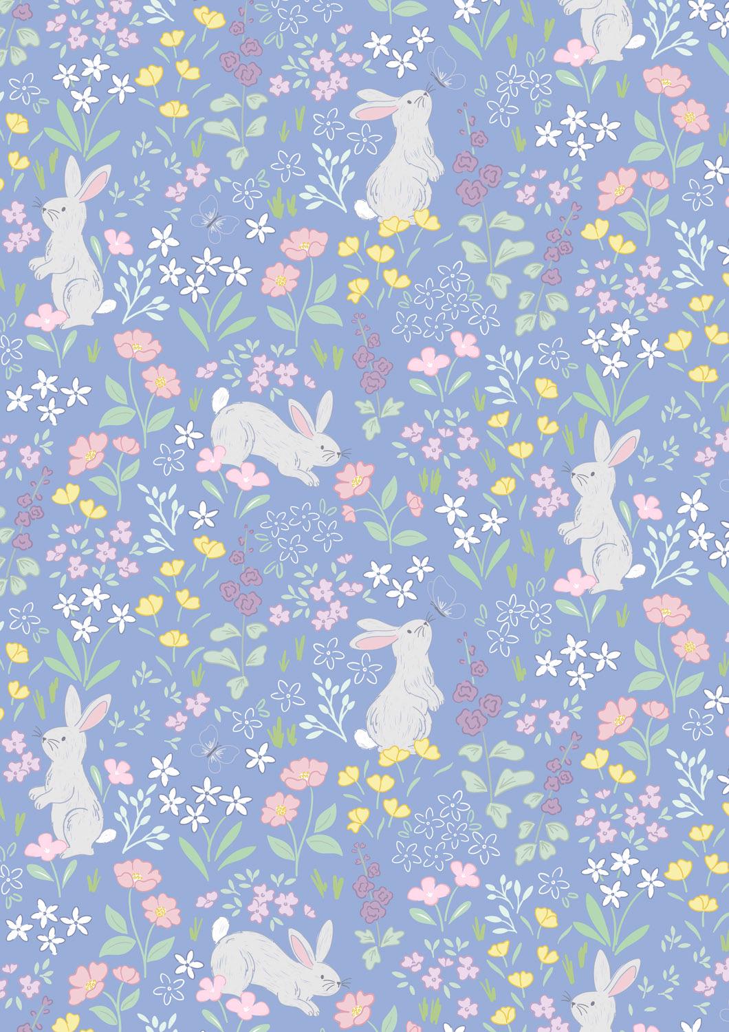 Lewis & Irene Dear Spring Fabric Collection Chasing Tails on Dusky Mid Blue CC66.2 Authentic Premium 100% Cotton Quilt Shop Quality Fabrics