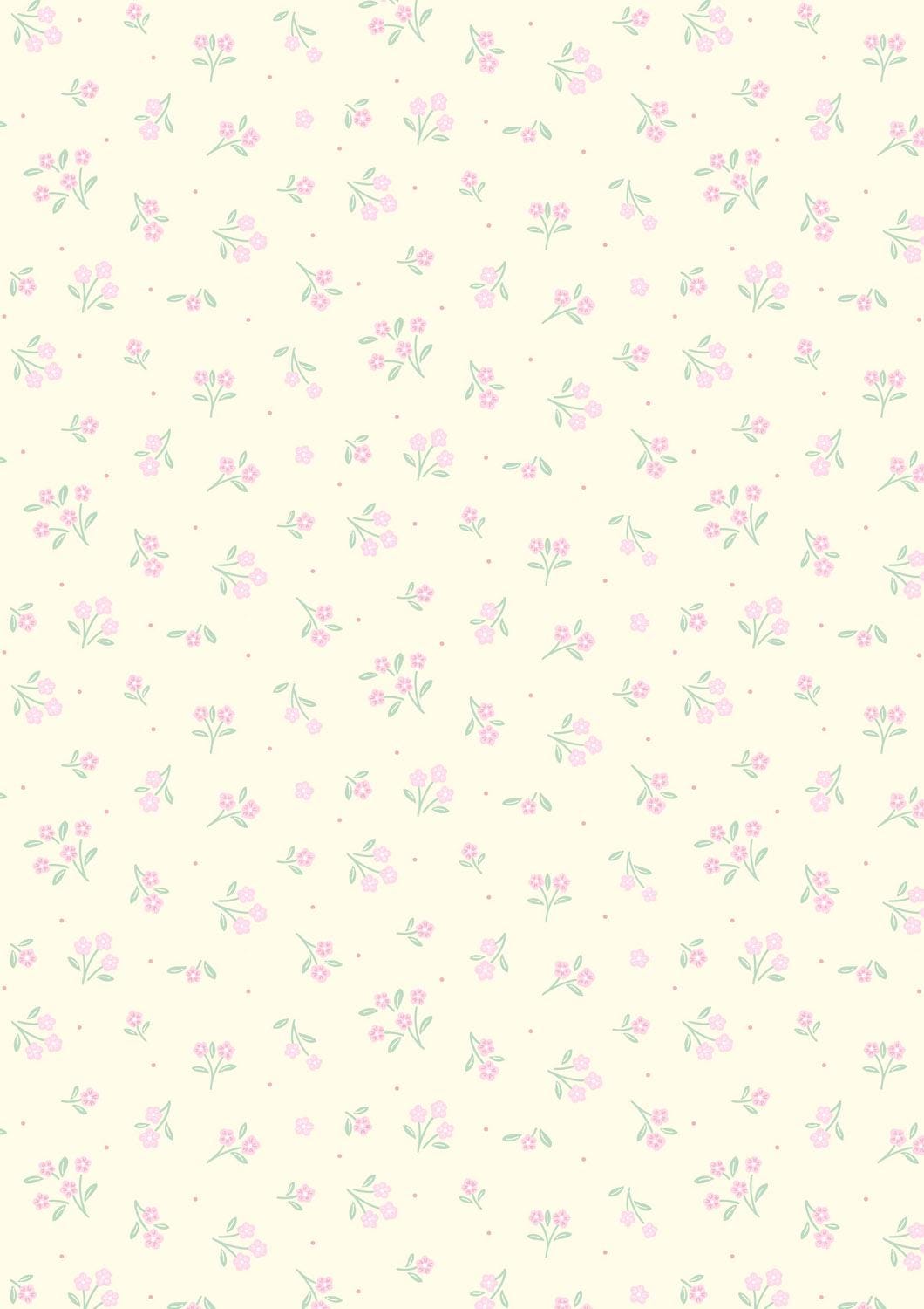 END OF BOLT 13" Lewis & Irene Dear Spring Fabric Collection Ditsy Dance on Dark Cream CC70.1