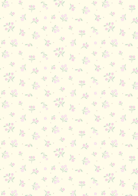 END OF BOLT 13" Lewis & Irene Dear Spring Fabric Collection Ditsy Dance on Dark Cream CC70.1