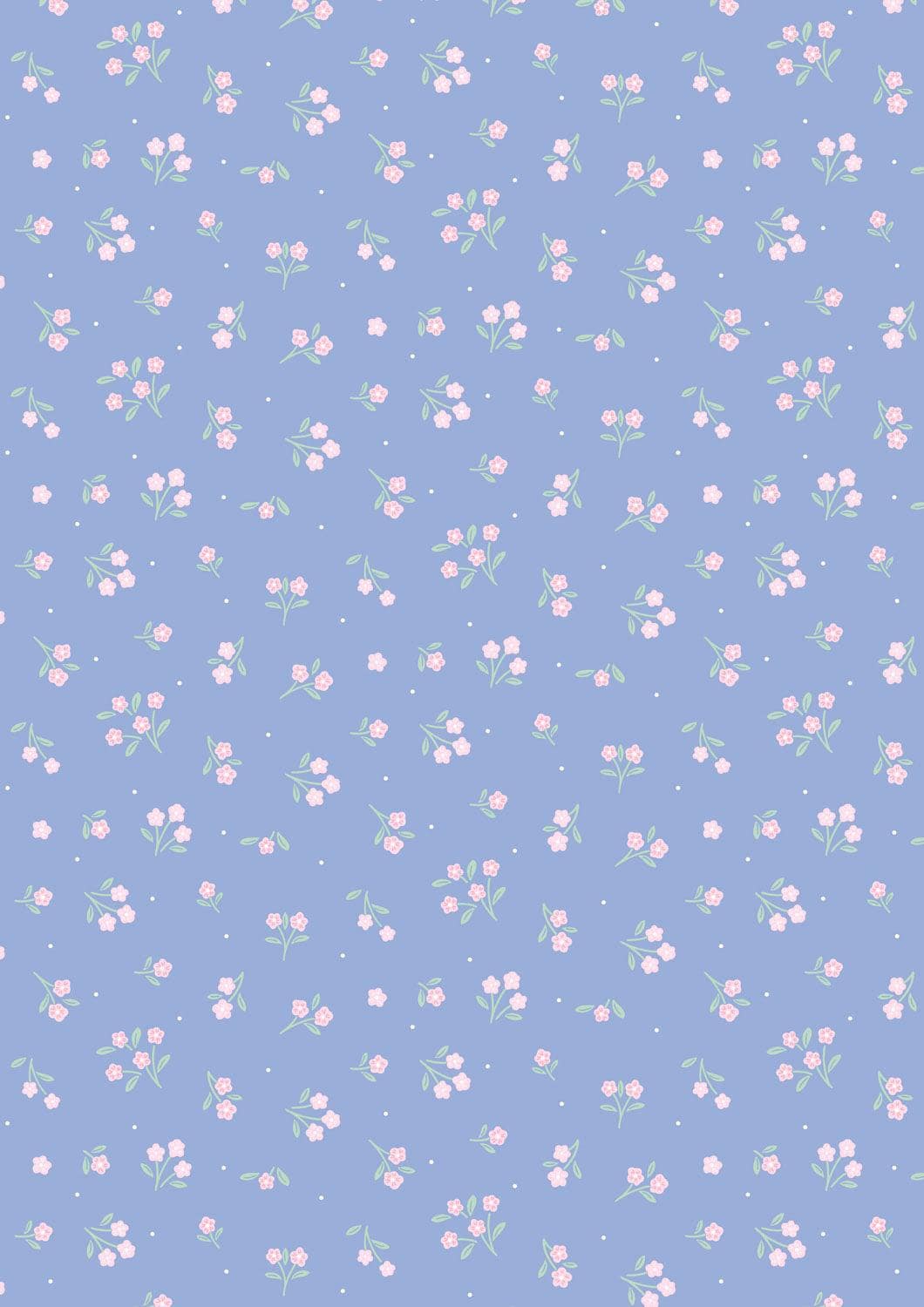 Lewis & Irene Dear Spring Fabric Collection Ditsy Dance on Dusky Mid Blue CC70.3 Authentic Premium 100% Cotton Quilt Shop Quality Fabrics
