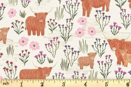 Lewis & Irene A Celtic Summer Fabric Collection Summer Meadow Highland on Cream 987A Authentic Premium 100% Cotton Fabric