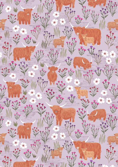 Lewis & Irene A Celtic Summer Fabric Collection Summer Meadow Highland on Light Heather 987C Authentic Premium 100% Cotton Fabric