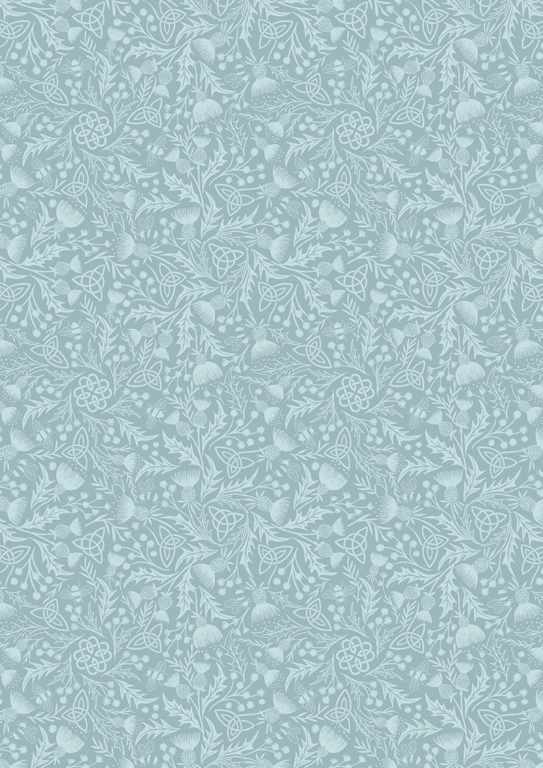 Lewis & Irene A Celtic Summer Fabric Collection Celtic Thistle Duck Egg 990B Authentic Premium 100% Cotton Fabrics