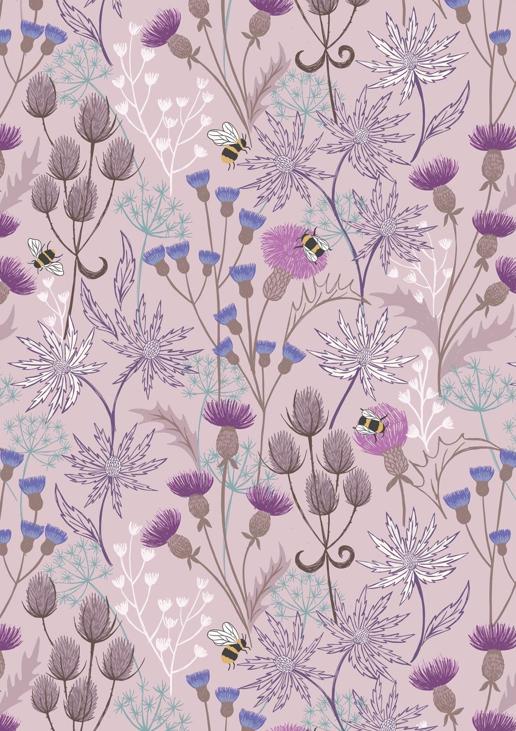Lewis & Irene A Celtic Summer Fabric Collection Celtic Floral on Light Heather 991C Authentic Premium 100% Cotton Fabrics