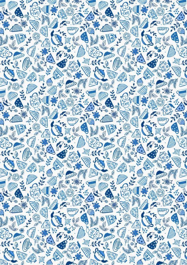 Lewis & Irene Tea Time Fabric Collection Teapots and Teacups on Cream Authentic Premium 100% Cotton Quilt Shop Quality Fabrics