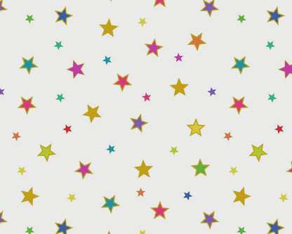 Lewis & Irene Rainbows Fabric Collection Gold Metallic Calming Stars on Cream Authentic Premium 100% Cotton Fabrics