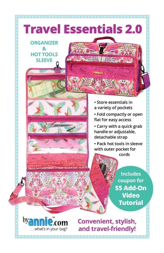 ByAnnie Travel Essentials 2.0 Organizer and Hot Tools Sleeve Pattern PBA201-2 (14 Colors of 18"x54" Mesh Packs Sold Separately)