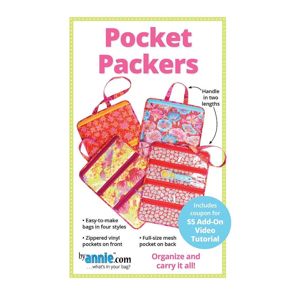ByAnnie Pocket Packers Pattern - 4 Style Variations Per Pattern PBA284 (14 Colors of 18"x54" Mesh Packs Sold Separately)