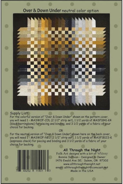 Bonnie Sullivan All Through The Night Over & Down Under Quilt Pattern #1607 Finished Size: 56"x56"