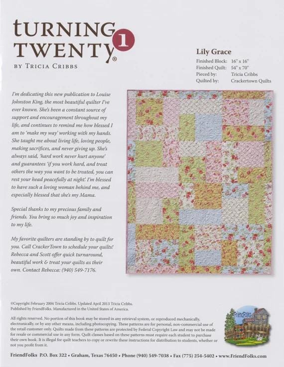 Tricia Cribbs The Original Turning Twenty Quilt Pattern Book (Softcover)