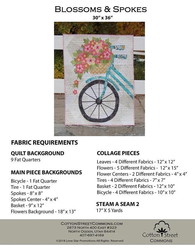 Cotton Street Commons Blossoms & Spokes Wallhanging Pattern Finished Size 30”x36”