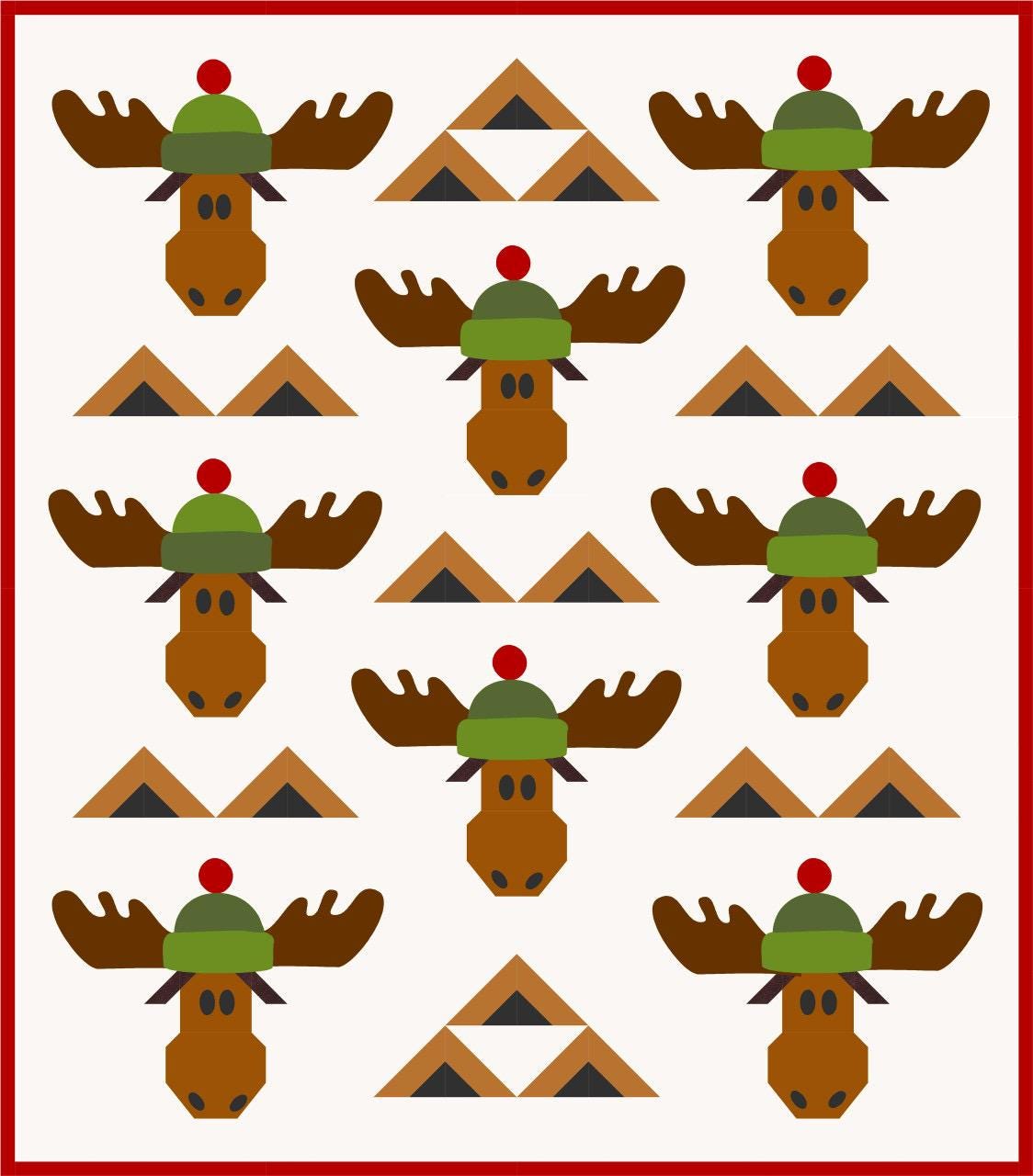 DIGITAL DOWNLOAD Cotton Street Commons Chocolate Moose Quilt Pattern Finished Size 70"x80"