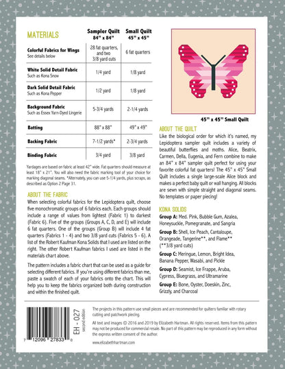 Elizabeth Hartman Lepidoptera Pattern - 2 Size Variations Per Pattern