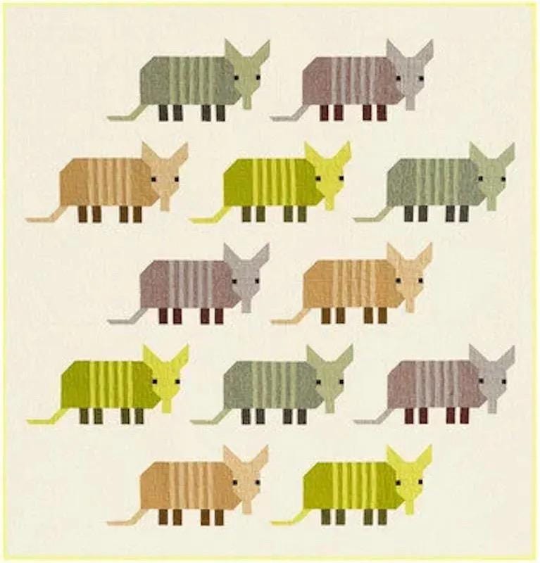 Elizabeth Hartman Armadillos Pattern - 3 Size Variations Per Pattern