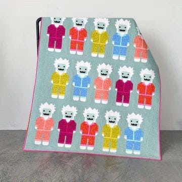 Elizabeth Hartman Yetis in Pajamas Quilt Pattern EH-081 - 3 Size Variations Per Pattern