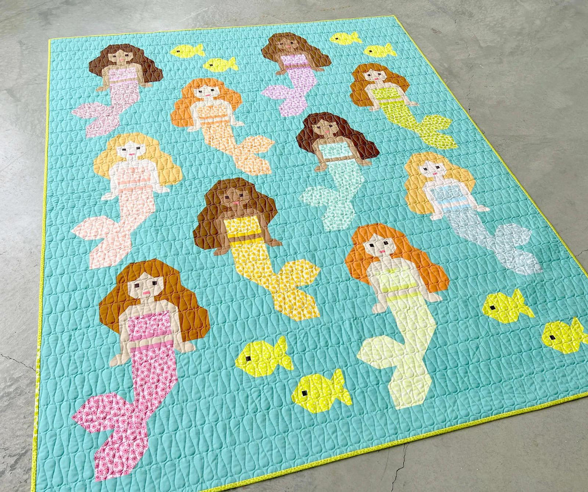 Elizabeth Hartman Mermaids Quilt Pattern EH-082 - 2 Size Variations Per Pattern